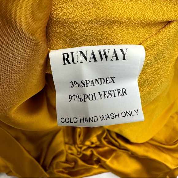 RUNAWAY Elegant Mustard  Strapless mini Dress size Large - Picture 3 of 7